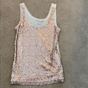 Banana Republic rose gold sequined tank sz XS